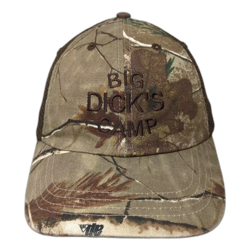 Kati Trucker Hat Brown Beige OS Big Dick's Camp Embroidered Strapback Cap Camo